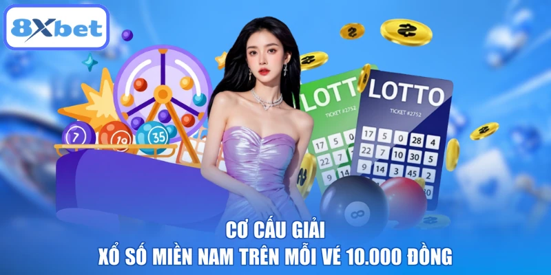 Cơ cấu giải xổ số miền Nam trên mỗi vé 10.000 đồng