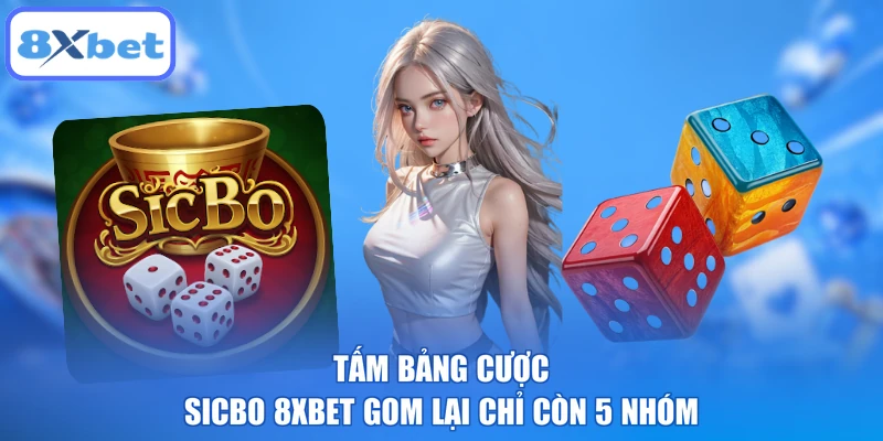 Tấm bảng cược Sicbo 8XBET gom lại chỉ còn 5 nhóm